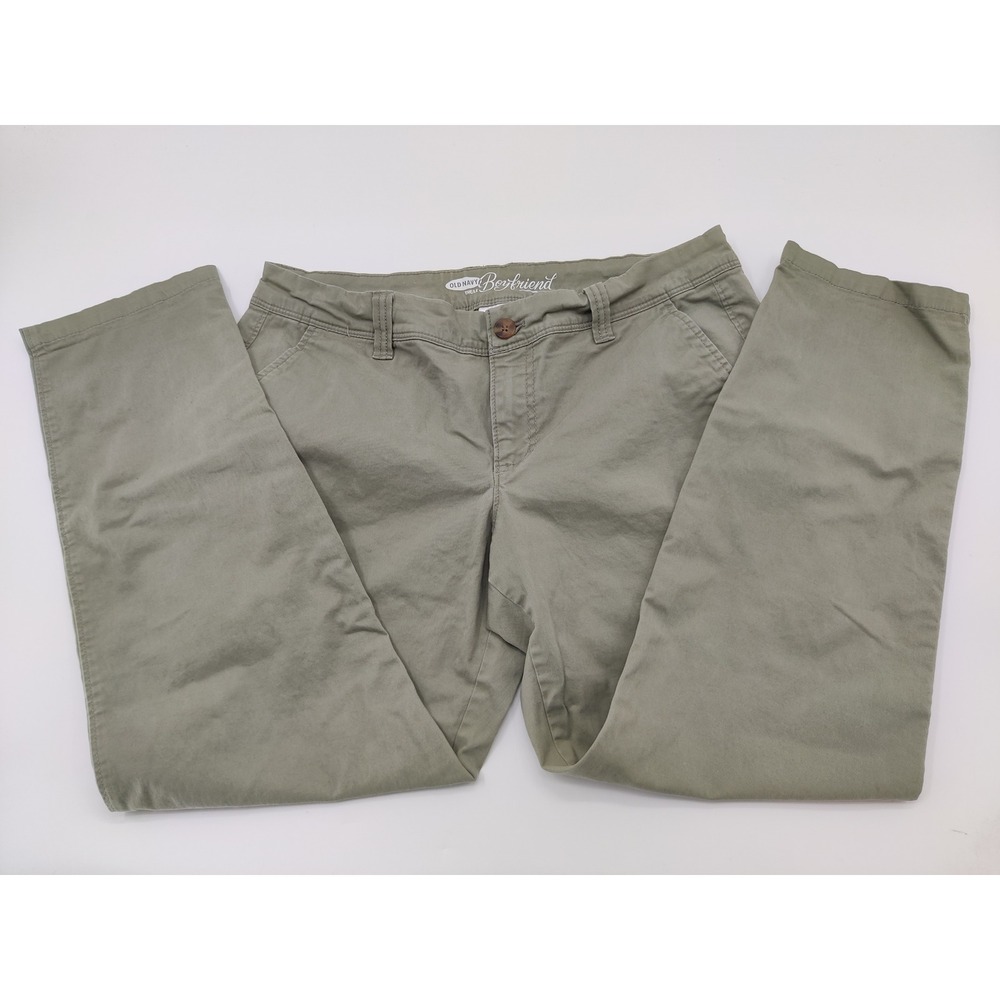 Old Navy The Boyfriend Chino Pants Womens 8 Regular Olive Green Stretch Straight